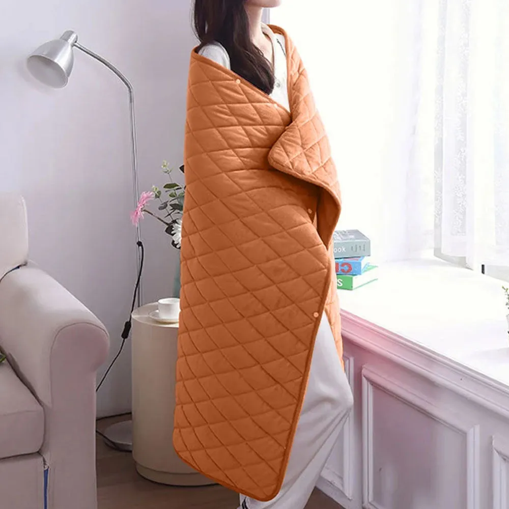 140x100cm Electric Blanket 3 Heat Settings USB Heated Blanket Wearable Brown