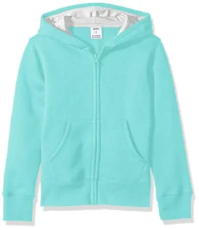 Amazon Essentials Girls' Fleece Zip-Up Hoodie Sweatshirts, Aqua, 2T