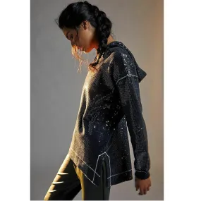 Anthropologie Gracie Sequined Tunic Hoodie Top