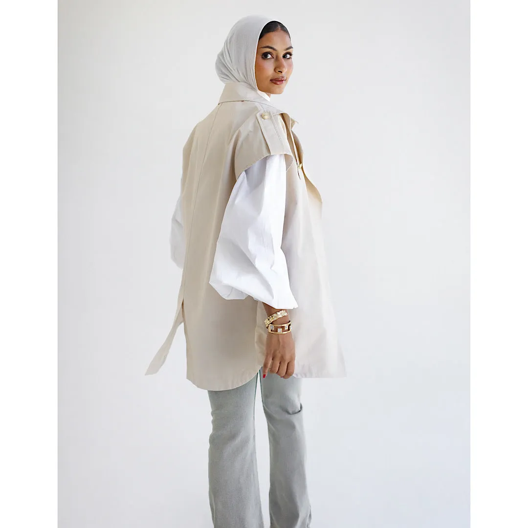 Beige trench waistcoat