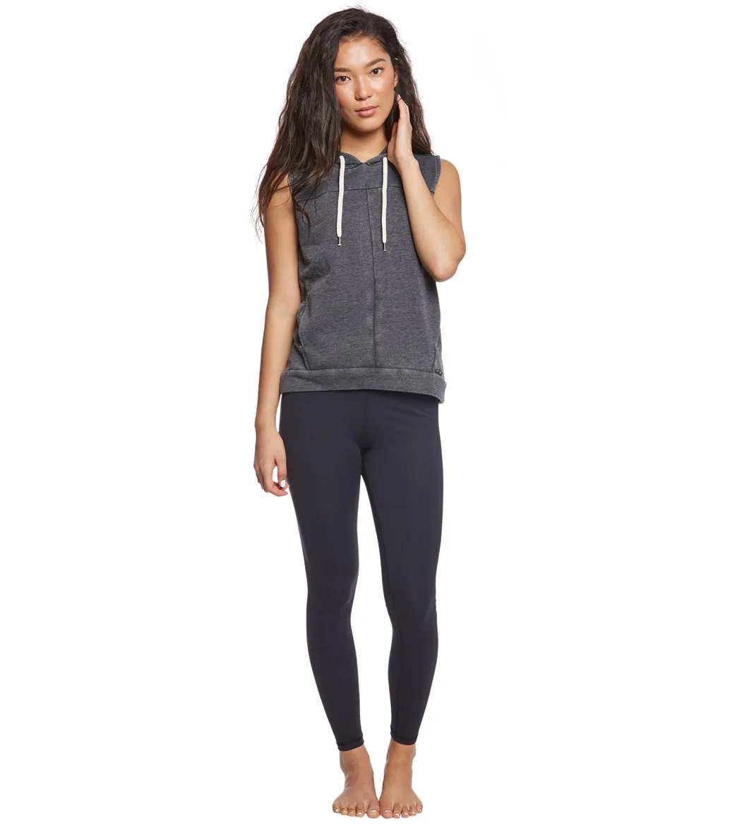 Betsey Johnson Cutoff Sleeve Distressed Workout Hoodie Tank
