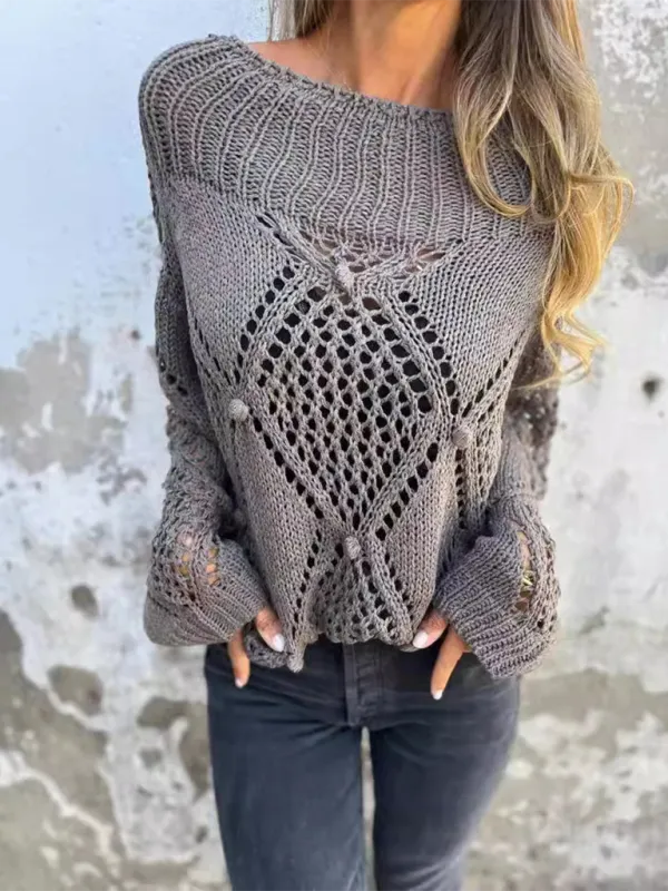 Diamond Open-Knit Sweater Transitional Layering