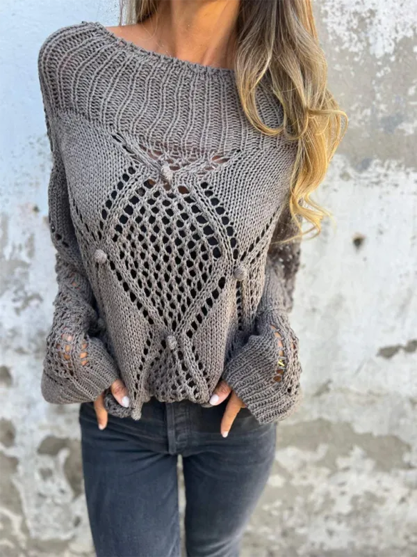 Diamond Open-Knit Sweater Transitional Layering