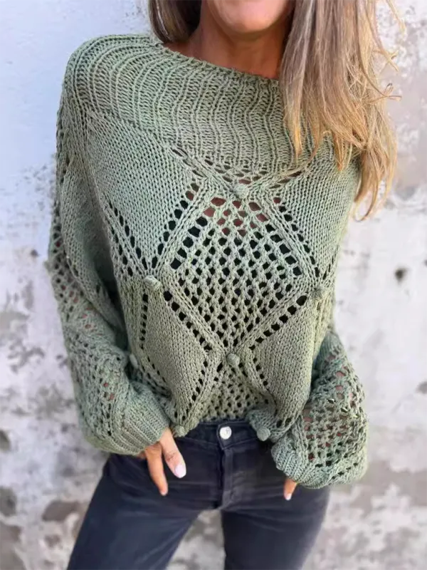 Diamond Open-Knit Sweater Transitional Layering