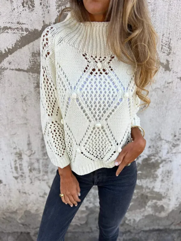 Diamond Open-Knit Sweater Transitional Layering