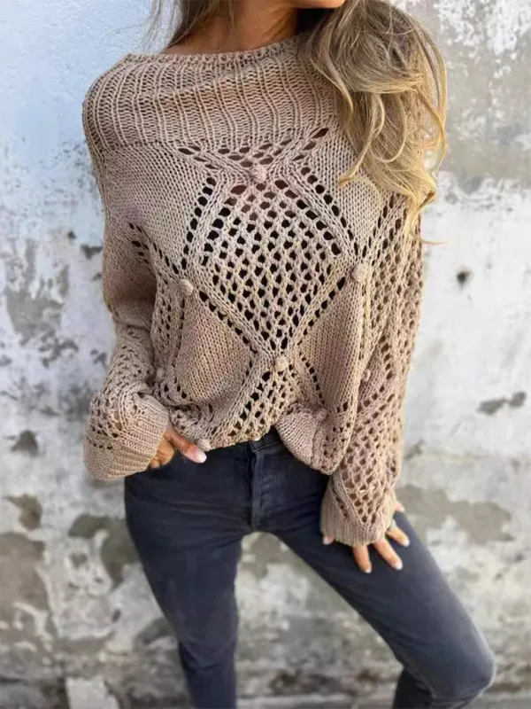 Diamond Open-Knit Sweater Transitional Layering