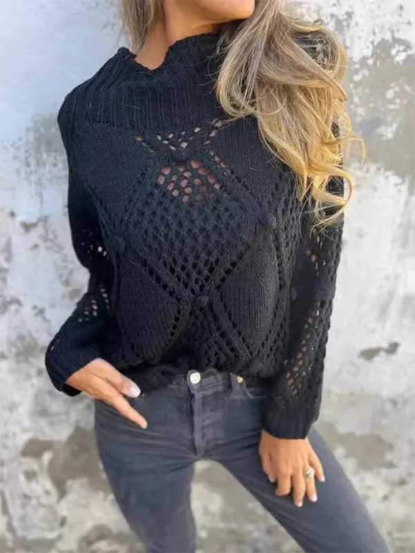 Diamond Open-Knit Sweater Transitional Layering