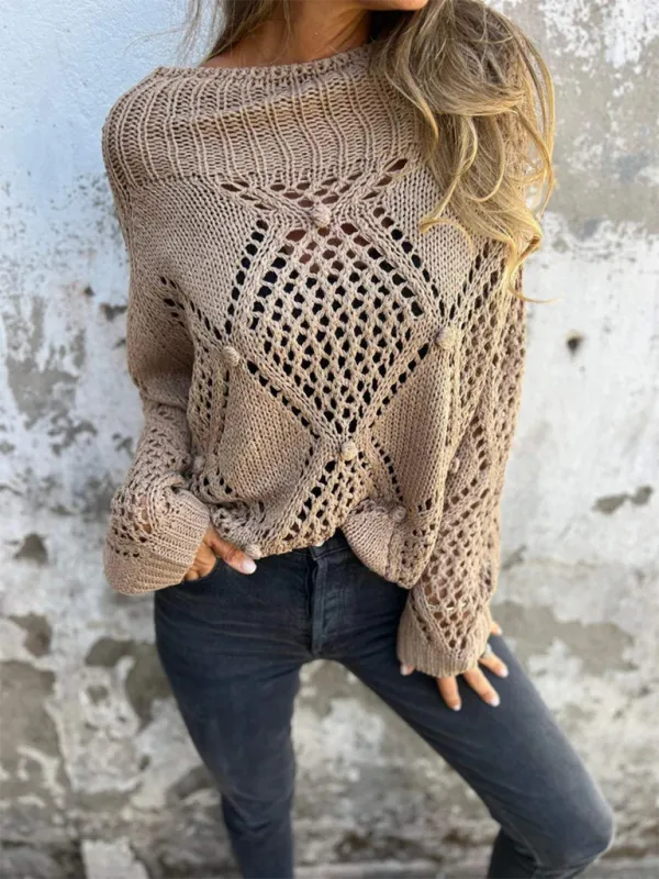 Diamond Open-Knit Sweater Transitional Layering