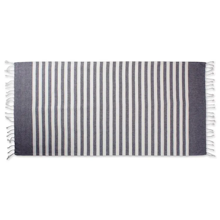 DII Black 1" Stripe Fouta Towel
