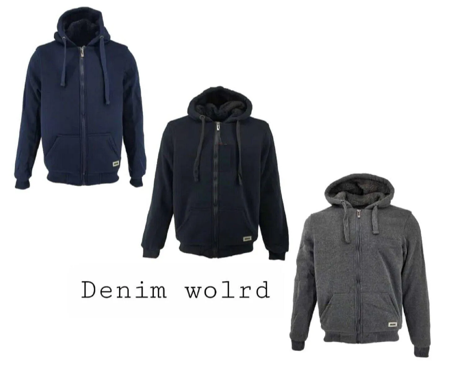 Fleece Fur Hoodie Winter Men Zipped Hoody Plain Sweatshirt Pullover Hooded M-XXL
