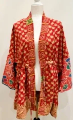Gorgeous Open Kantha Embroidered Jacket  (RedMix)