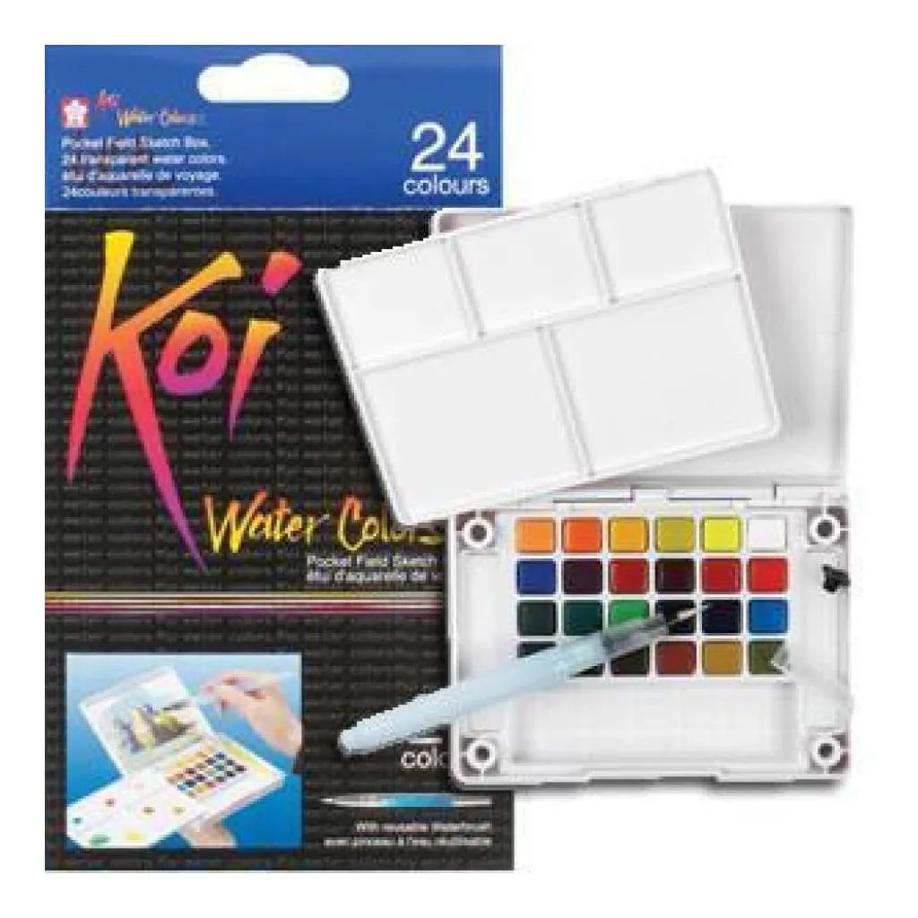 Koi Watercolour Pocket Field Sketch Box - 24 pack*