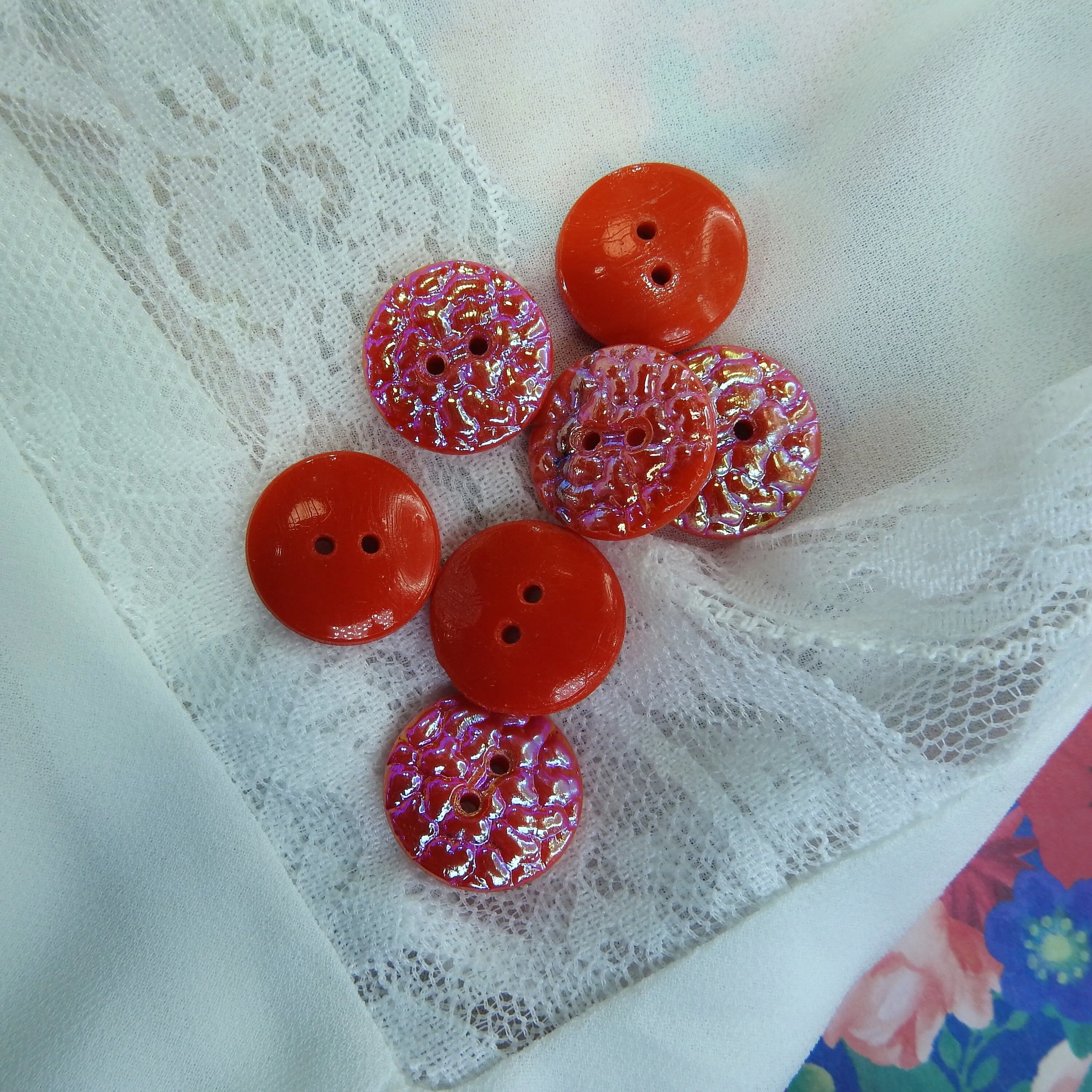 Red Vintage Glass Buttons