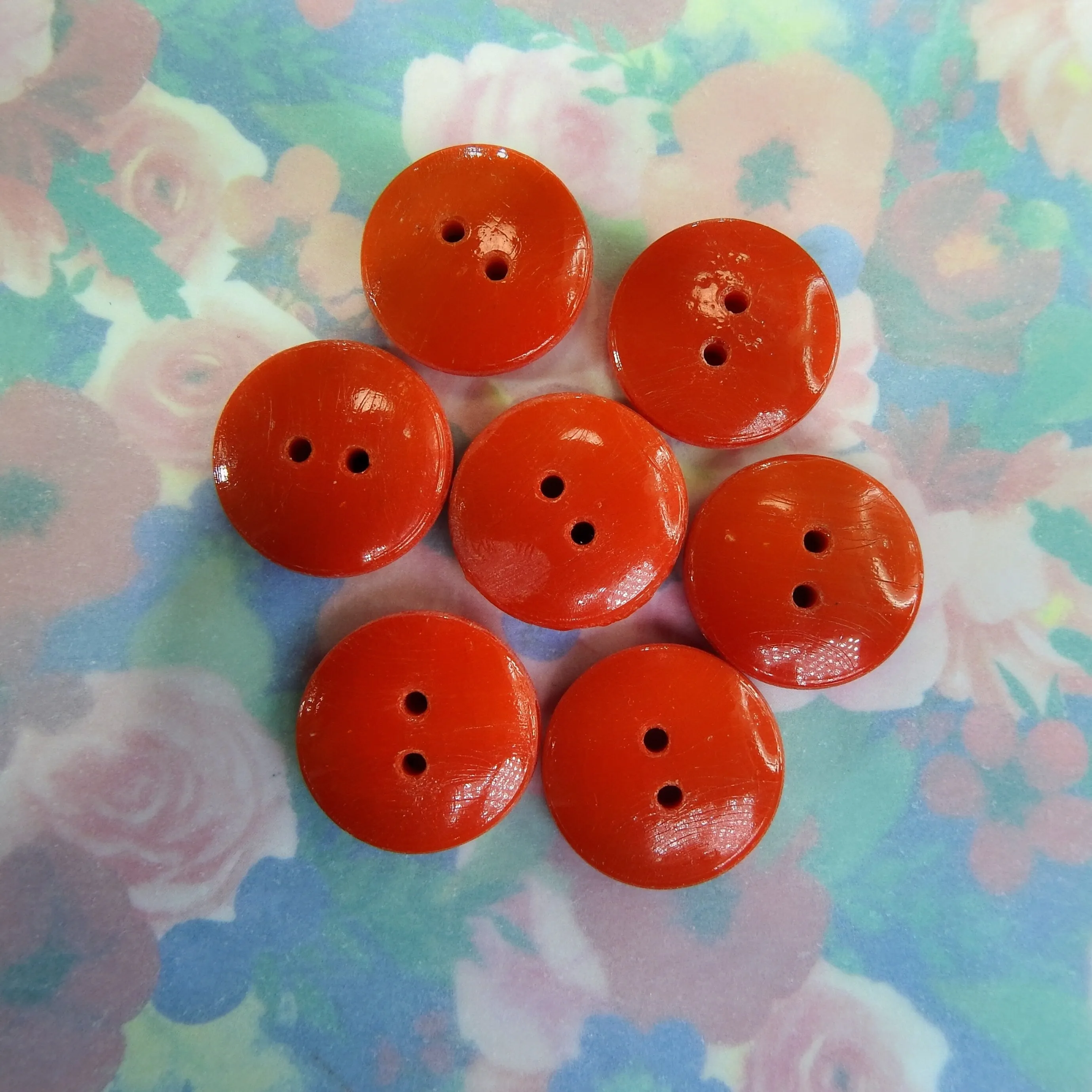 Red Vintage Glass Buttons