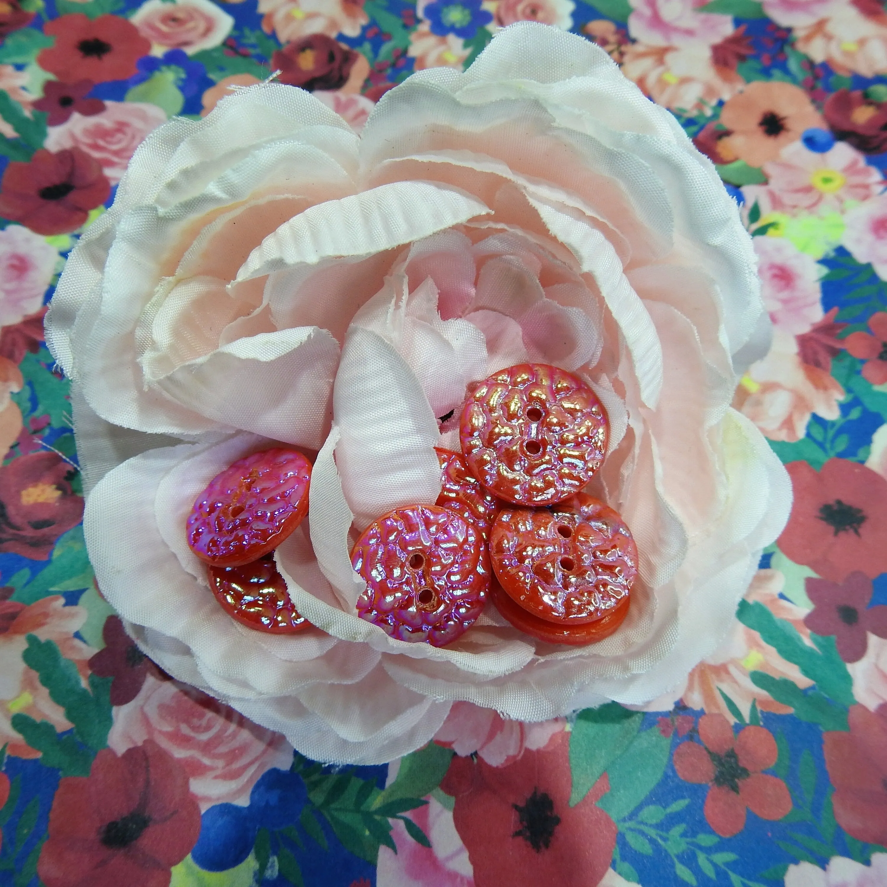Red Vintage Glass Buttons