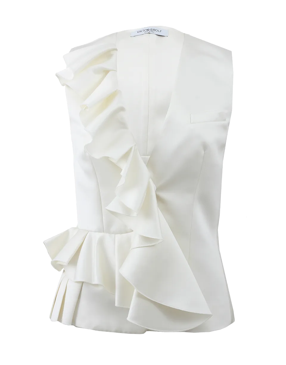 Ruffle Front Gilet