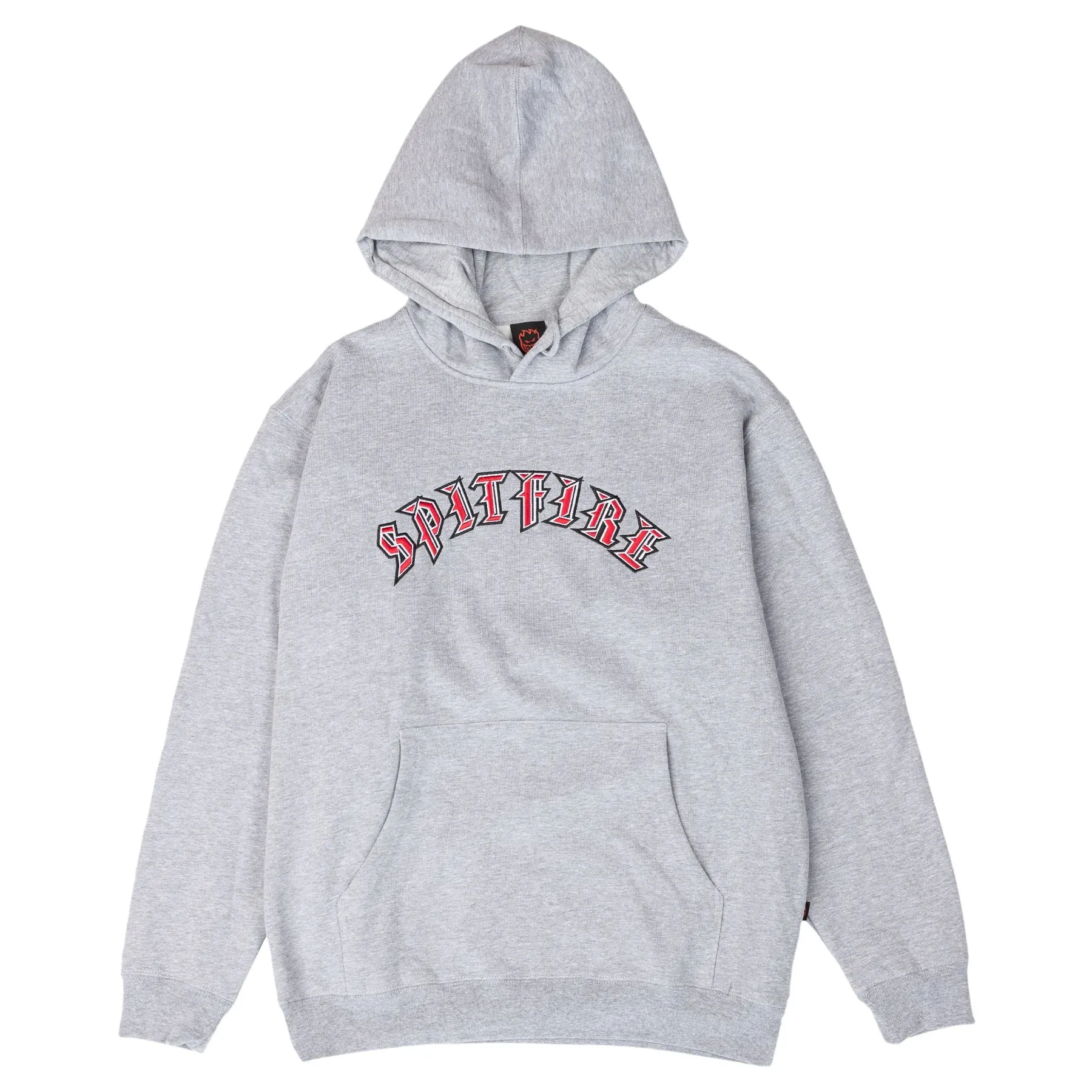 Spitfire Old English Embroidered Pullover Hoodie - Heather Grey
