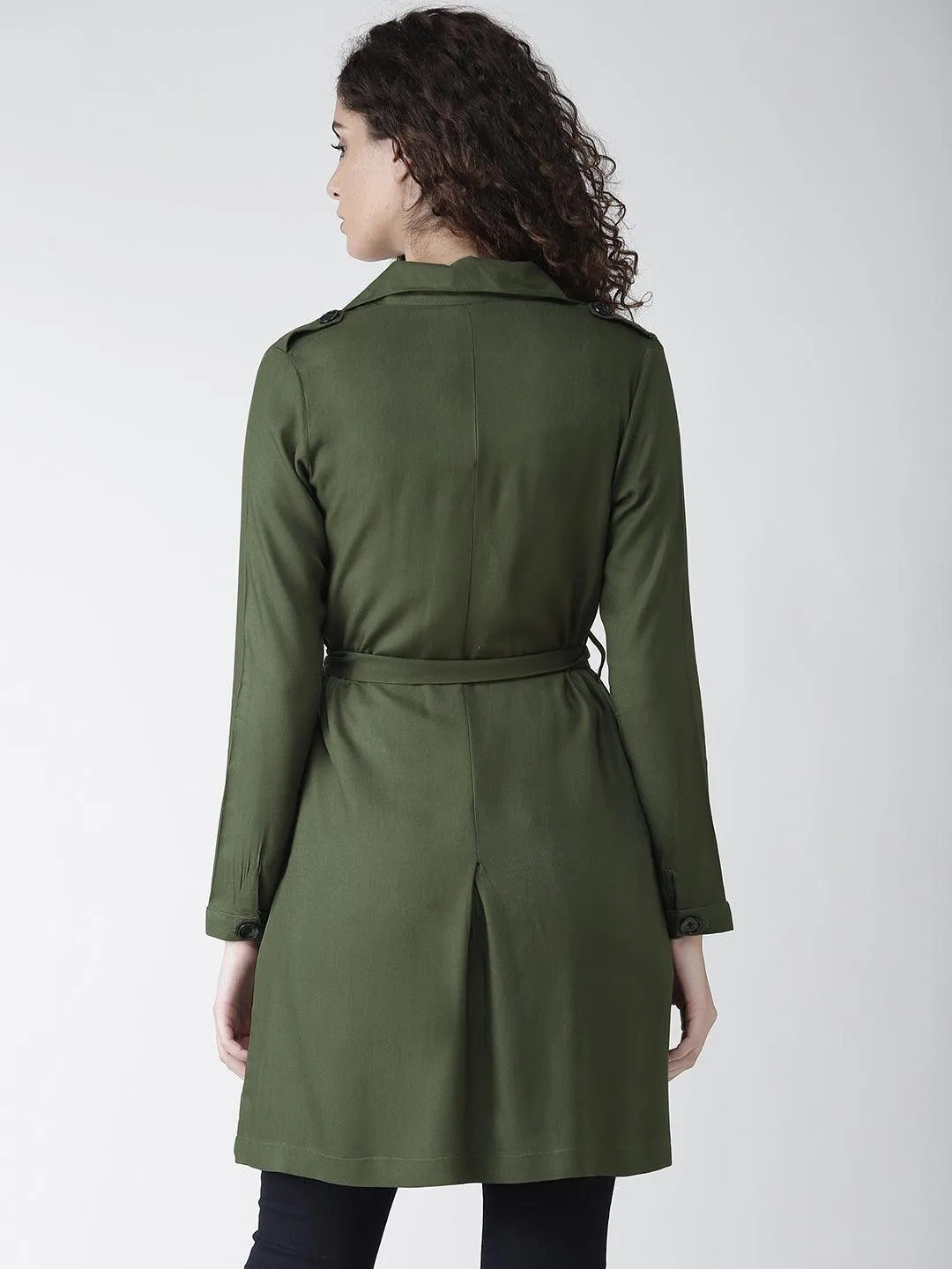 Style Quotient Women Solid Mustard Yellow viscose rayon smart casual Trench Coat