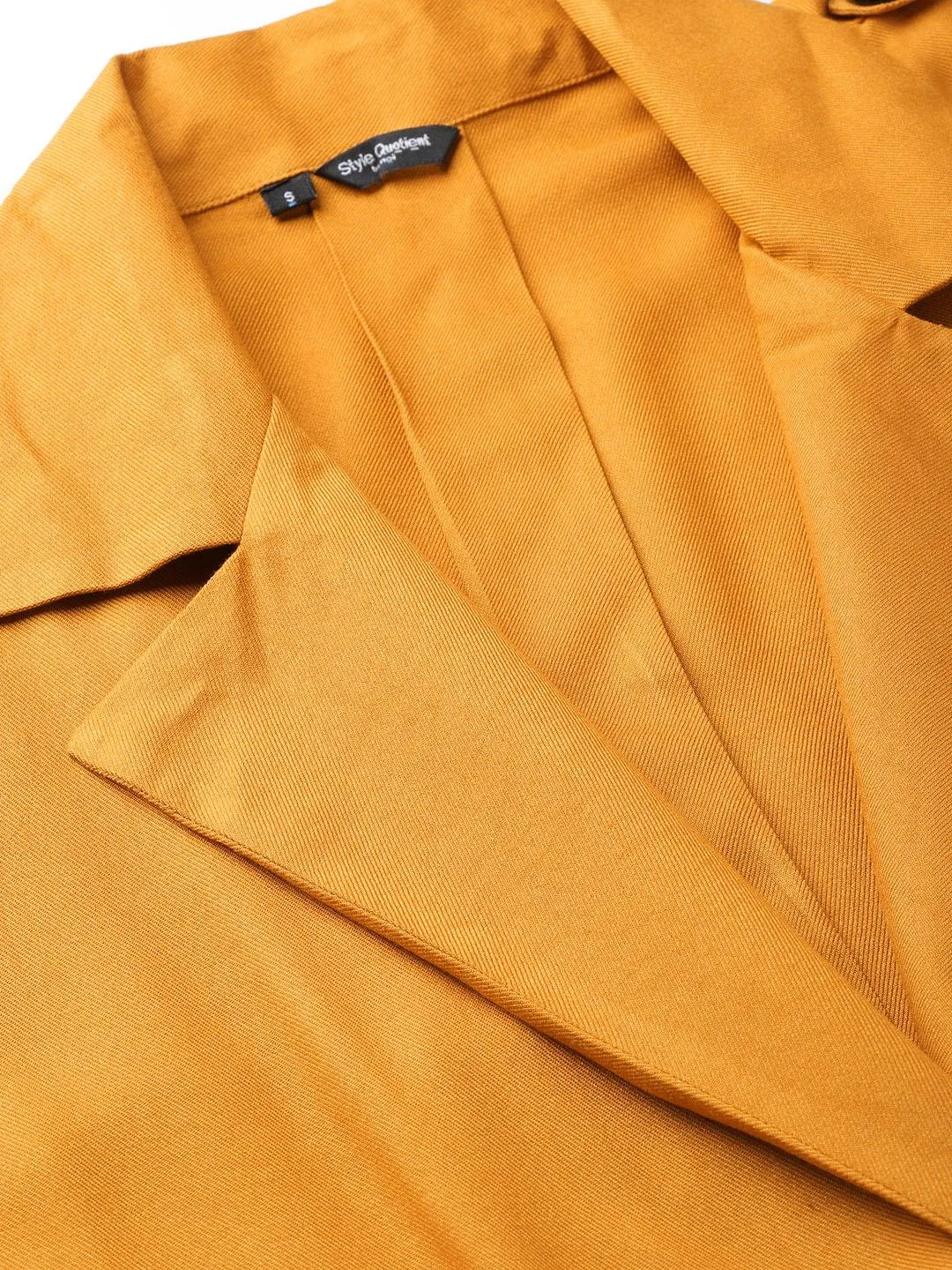 Style Quotient Women Solid Mustard Yellow viscose rayon smart casual Trench Coat