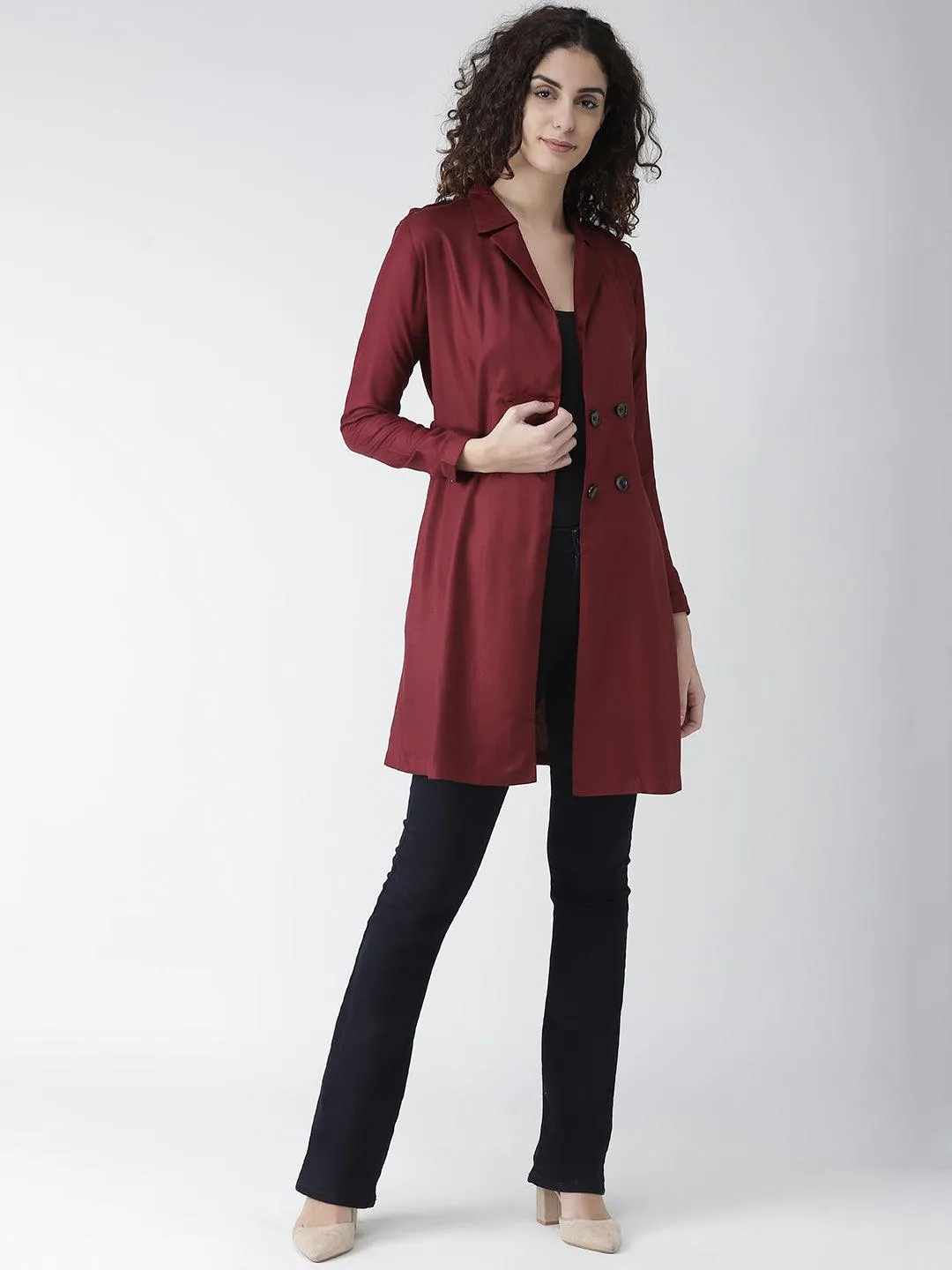 Style Quotient Women Solid Mustard Yellow viscose rayon smart casual Trench Coat