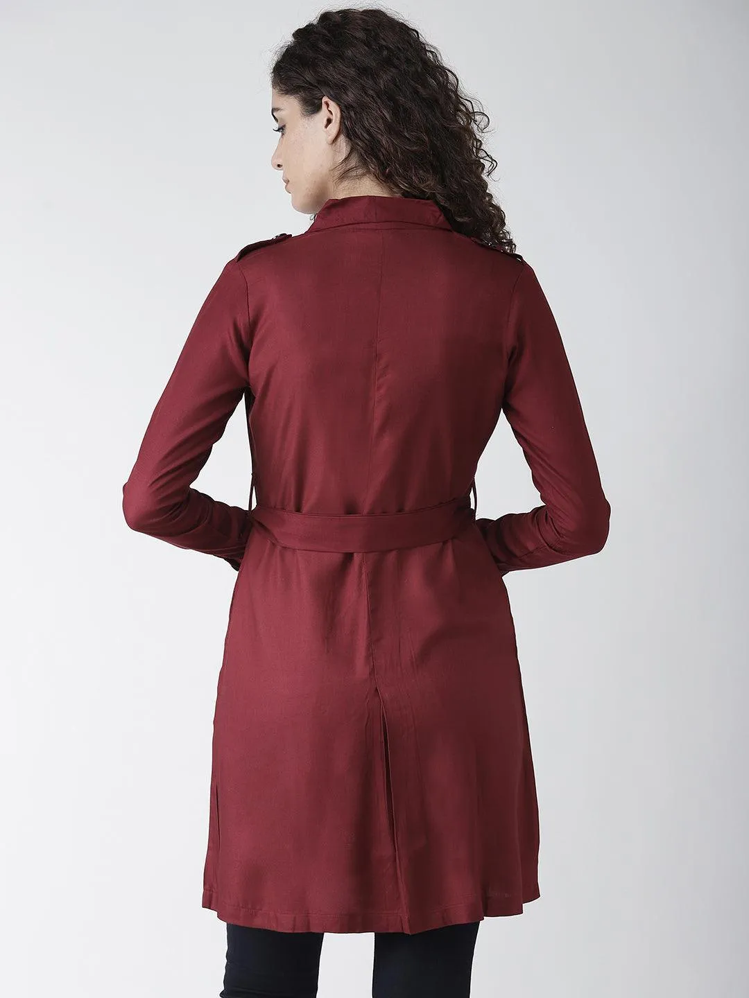 Style Quotient Women Solid Mustard Yellow viscose rayon smart casual Trench Coat