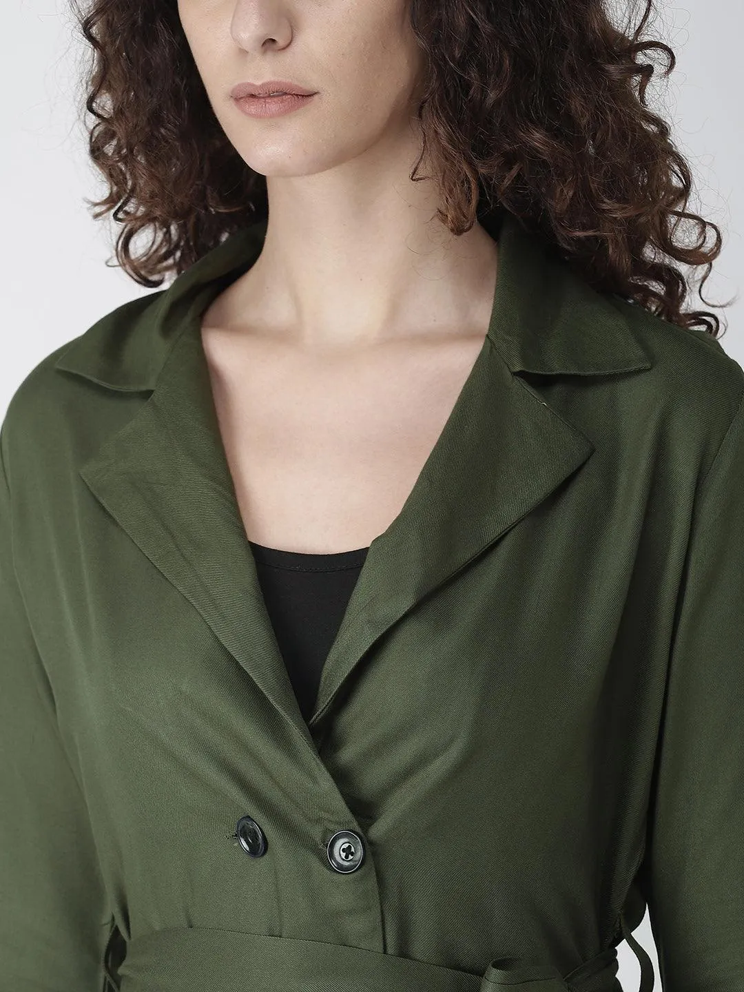 Style Quotient Women Solid Mustard Yellow viscose rayon smart casual Trench Coat